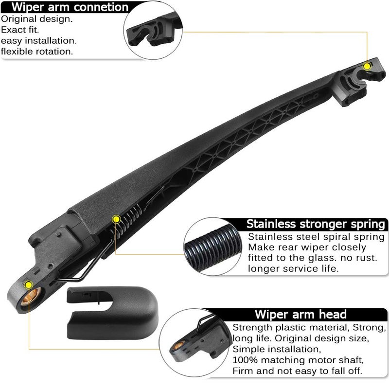 AUTOBOO Rear Wiper Blade arm for Tucson2010-2015,Kia Sportage 2011-2016 -Premium All-Season Original Equipment Replacement 12" (Pack of 2) - Image 3